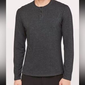 Lululemon Mens Henley Charcoal Gray Long‎ Sleeve Shirt Training Active Casual XL